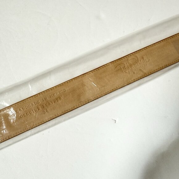 Rod Patrick Boots Mens Western Belt 1.25 in Size 34 Tan Horse Leather Taper End - Picture 5 of 10